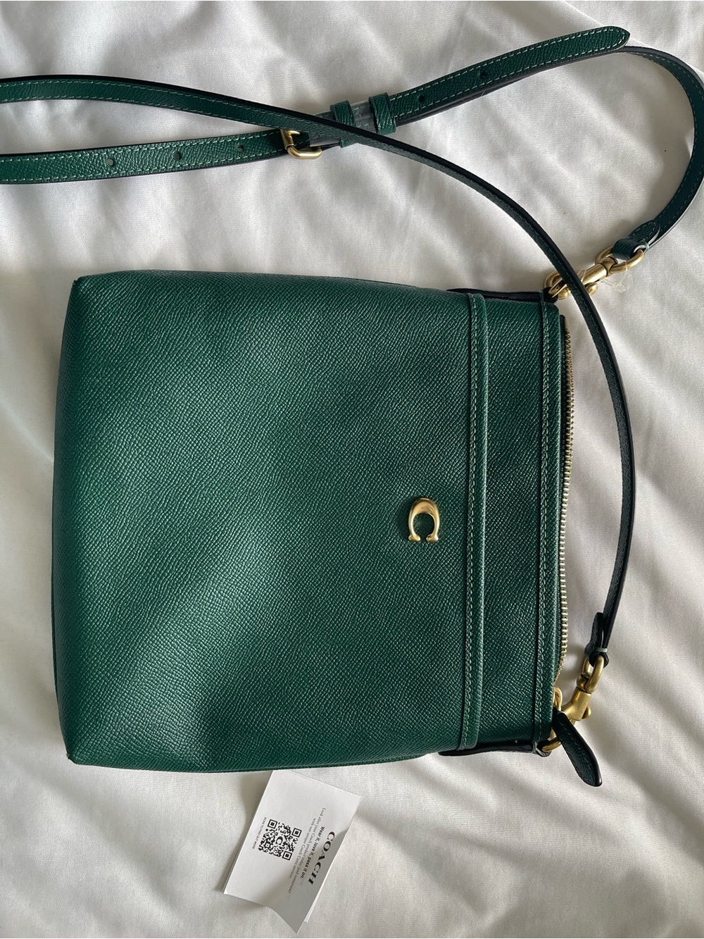 Coach Green Leather Crossbody with Gold Accent